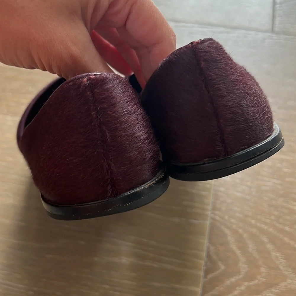 Vince Mason Burgundy Calf Hair Leather Loafers | 8